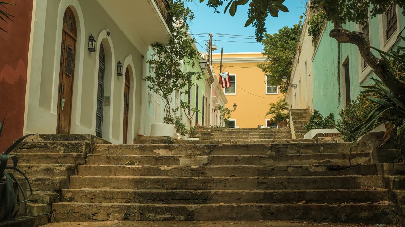 Stone steps in Old San Juan, Puerto Rico